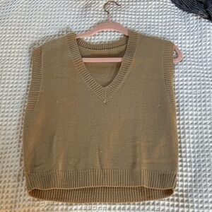 Tan V-Neck Women's Sweater Vest